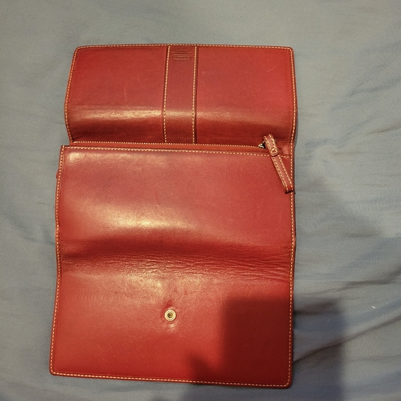 Coach Red Leather Wallet 4-3/8"×7-3/4 - Picture 2 of 3